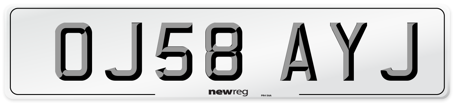 OJ58 AYJ Number Plate from New Reg